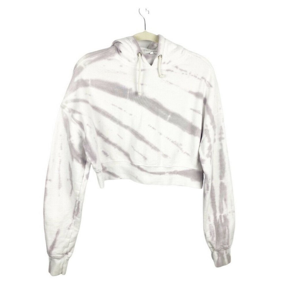 Good American Cropped & Cool Hoodie Sweatshirt Lilac Tie Dye Womens Size 1 Small